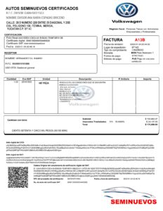 FACTURA VOLKSWAGEN SEMINUEVOS