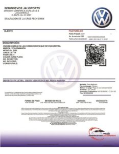 FACTURA SEMINUEVOS VOLKSWAGEN